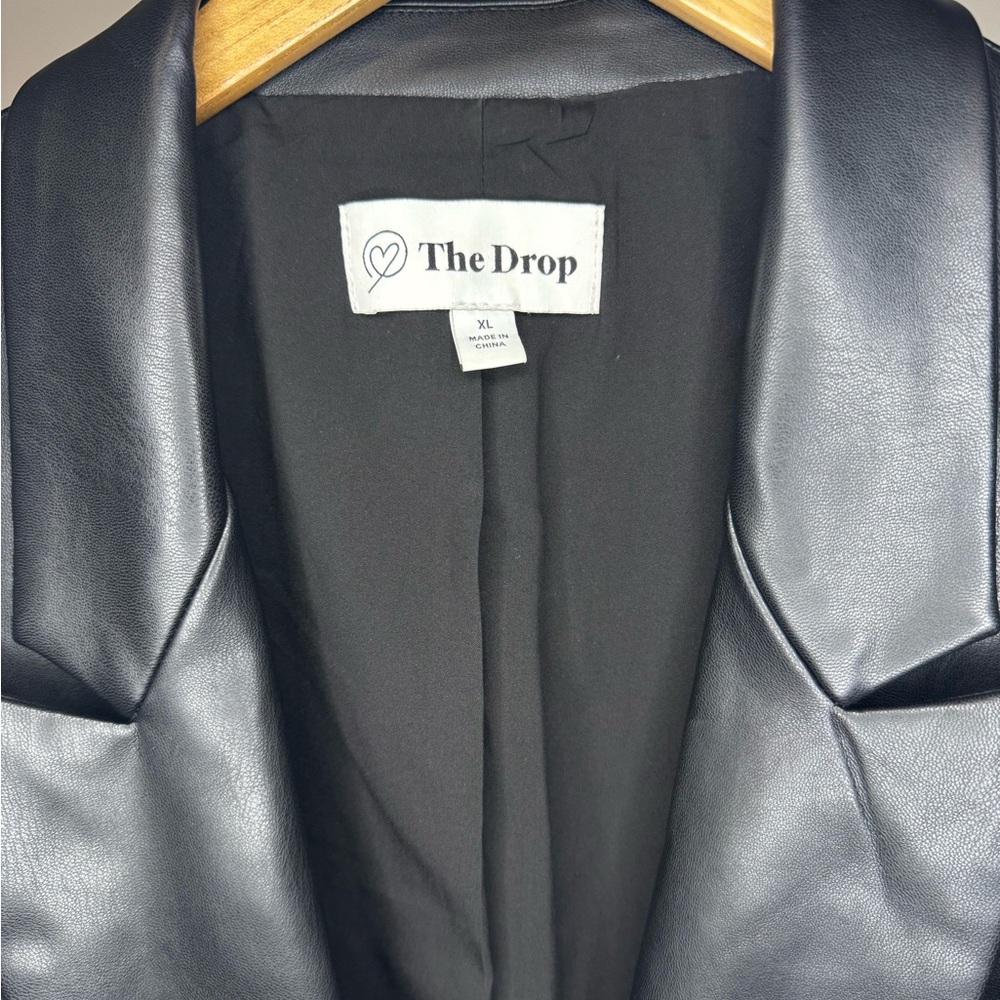 The Drop Women's Black Faux Leather Blazer NWOT - Picture 2 of 4